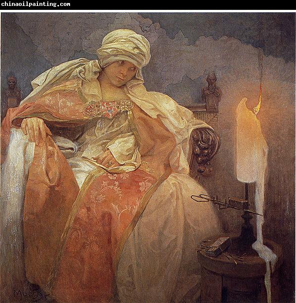 Alfons Mucha Woman With a Burning Candle