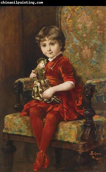 Alois Hans Schram Young Girl with Doll