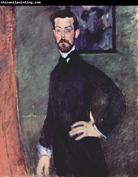 Amedeo Modigliani Portrat des Paul Alexanders vor grunem Hintergrund