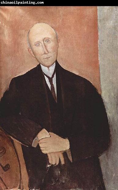 Amedeo Modigliani Sitzender Mann vor orangem Hintergrund