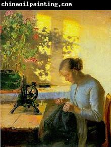 Anna Ancher Sewing fisherman's wife