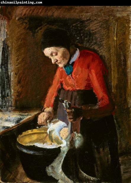 Anna Ancher Old Lene Plucking a Goose