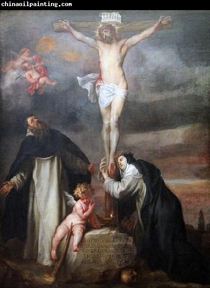 Anthony Van Dyck Christ on the Cross with Saint Catherine of Siena, Saint Dominic and an Angel