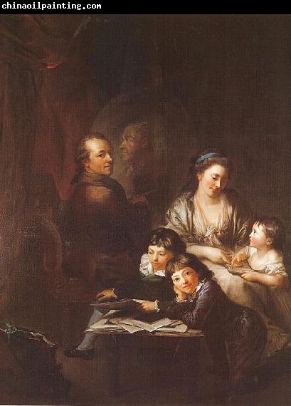 Anton  Graff Artists family before the portrait of Johann Georg Sulzer