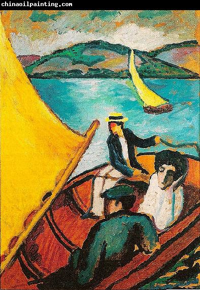 August Macke Segelboot auf dem Tegernsee