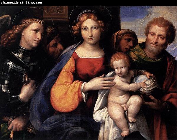 Benvenuto Tisi Virgin and Child with Saints Michael and Joseph