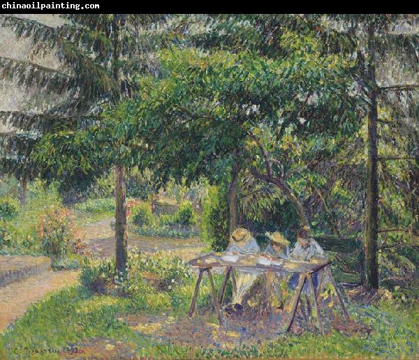 Camille Pissarro Enfants attables dans le jardin a Eragny,