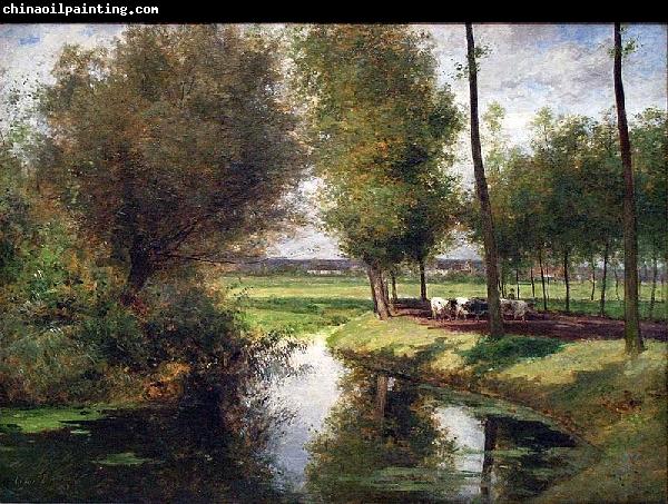 Cesar De Cock Landscape by the River Lys