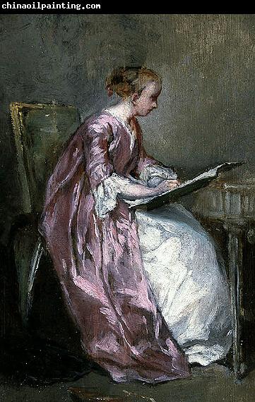 Charles Joshua Chaplin A Young Girl Drawing