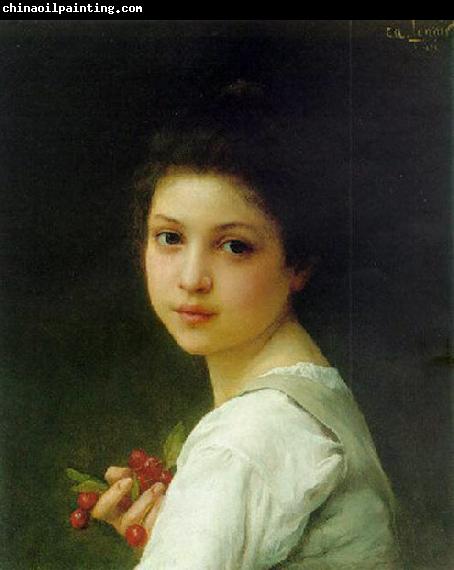 Charles-Amable Lenoir Portrait of a young girl with cherries