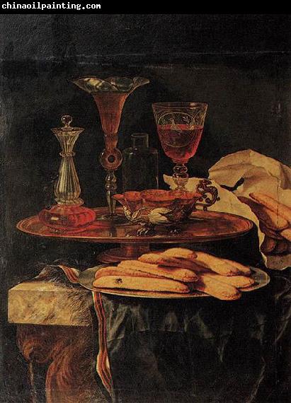 Christian Berentz Still-Life with Crystal Glasses and Sponge-Cakes