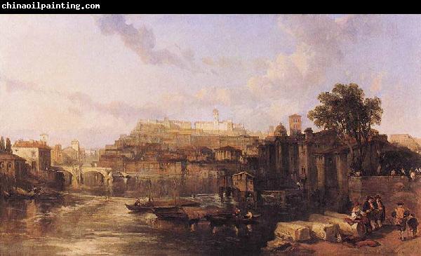 David Roberts View on the Tiber Looking Towards Mounts Palatine and Aventine