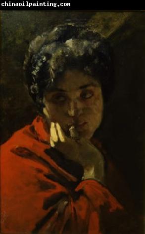 Domenico Morelli Ritratto di donna in rosso