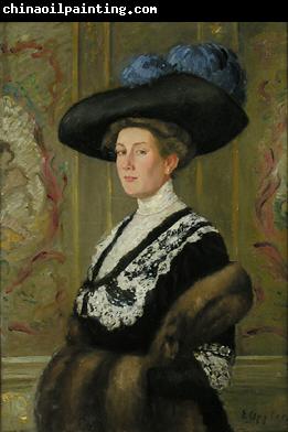 Ernst Oppler Portrait einer Dame mit Hut