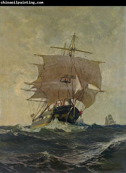 Eugen Kohlhauer Dreimastbark unter vollen Segeln