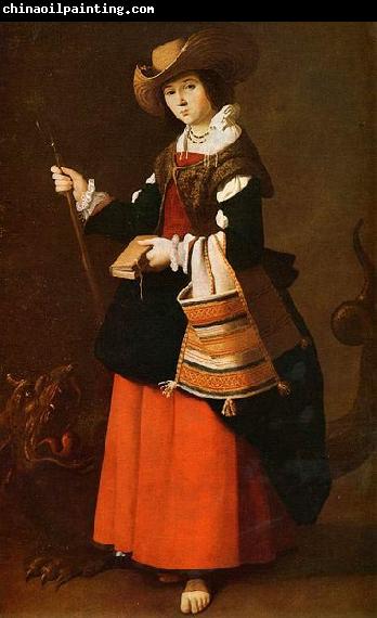 Francisco de Zurbaran Saint Margaret, dressed as a shepherdess.