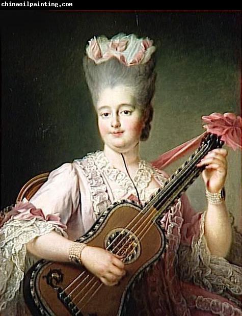 Francois-Hubert Drouais Madame Clotilde playing the guitar