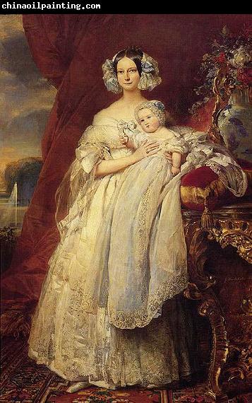 Franz Xaver Winterhalter Portrait of Helena of Mecklemburg-Schwerin, Duchess of Orleans with her son the Count of Paris