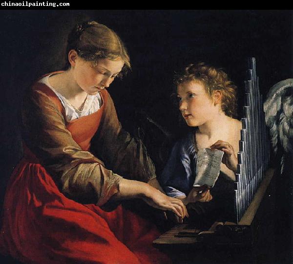 GENTILESCHI, Orazio Saint Cecilia with an Angel