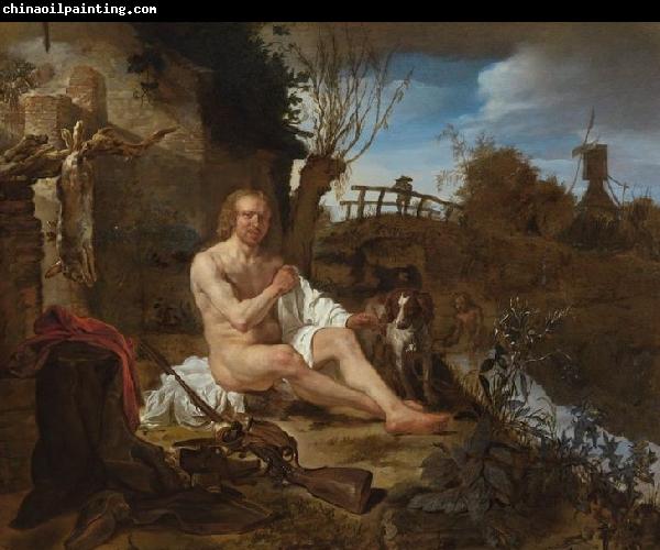 Gabriel Metsu A Hunter Getting Dressed after Bathing