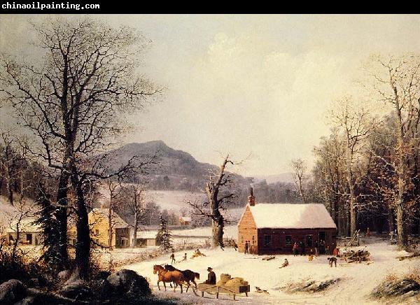 George Henry Durrie Red School House, Winter