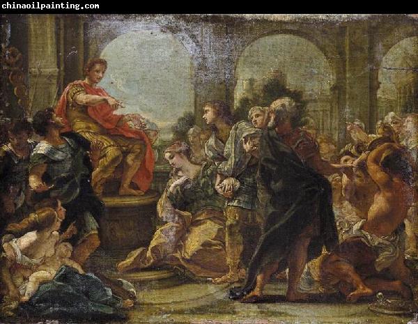 Giovanni Battista Gaulli Called Baccicio Painting depicting historical episode between Scipio Africanus and Allucius