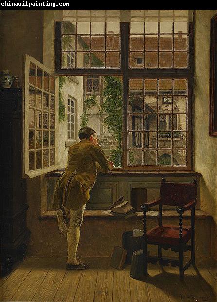 Henrik Nordenberg Interior with a boy at a window