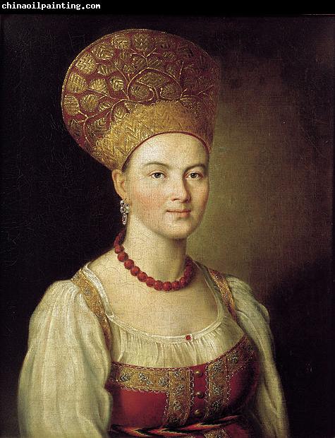 Ivan Argunov Portrait of an Unknown Woman in Russian Costume