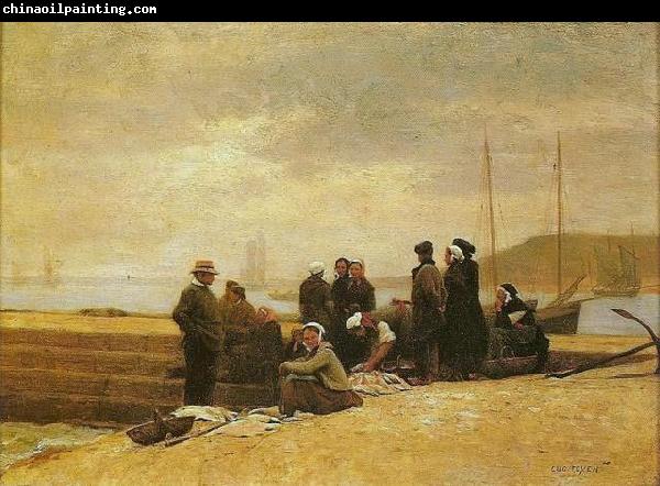 Jacques-Eugene Feyen Women and fishermen waiting for the boat