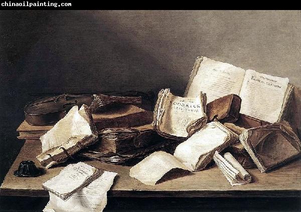 Jan Davidz de Heem Still life with books and a violin