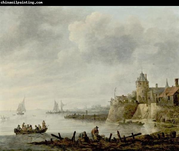 Jan van  Goyen River Scene with a Fortified Shore