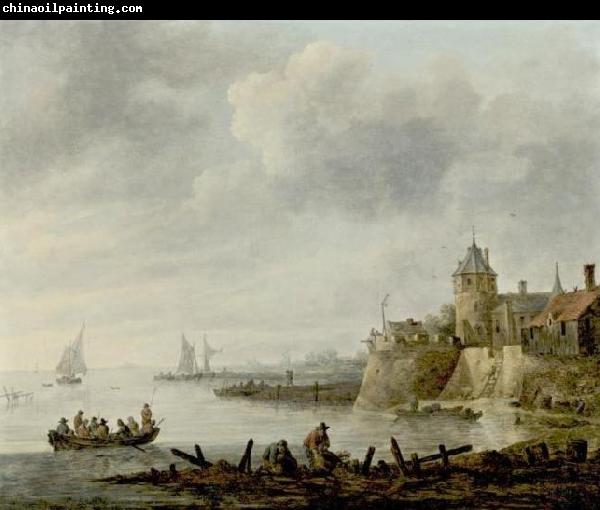 Jan van  Goyen River Scene with a Fortified Shore