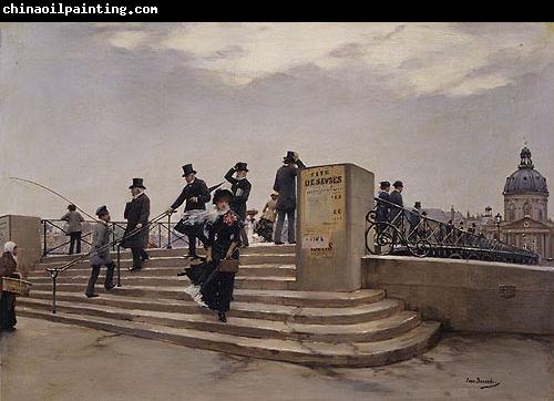 Jean Beraud A Windy Day on the Pont des Arts