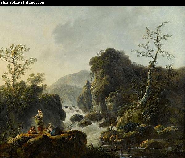 Jean-Baptiste Pillement A Mountainous River Landscape