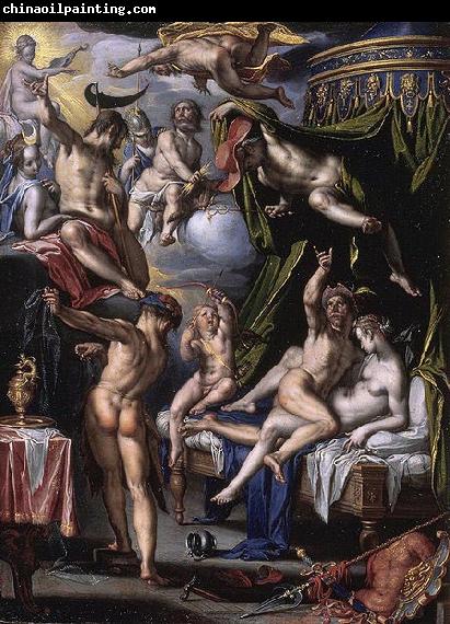 Joachim Wtewael Mars and Venus Surprised by Vulcan.