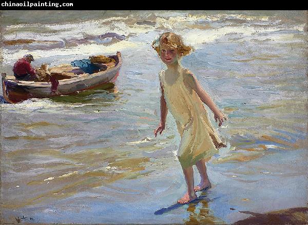 Joaquin Sorolla Y Bastida Nina en la playa by Joaquin Sorolla y Bastida