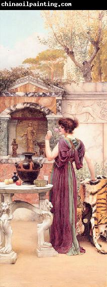 John William Godward At the Garden Shrine Pompeii