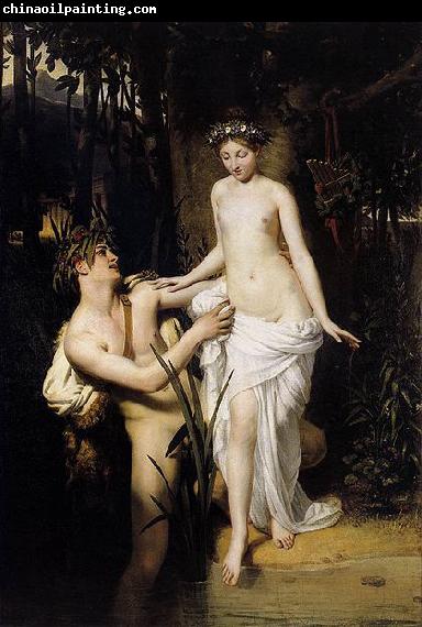 Joseph-Desire Court Une jeune fille venant trouver le fleuve Scamandre ou Nymphe et Faune au bain