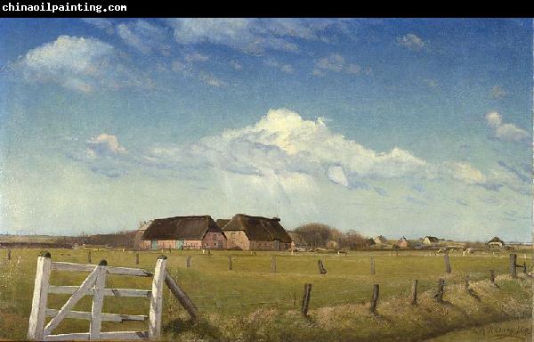 Laurits Andersen Ring Fenced in Pastures by a Farm with a Stork Nest on the Roof