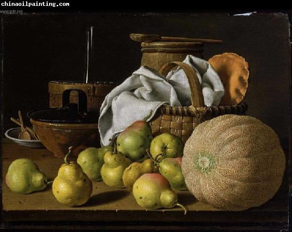 Luis Eugenio Melendez Still Life with Melon and Pears