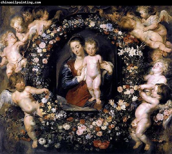 Peter Paul Rubens Madonna on Floral Wreath