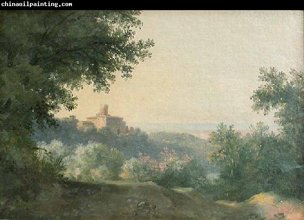 Pierre de Valenciennes Landscape from the french painter Pierre-Henri de Valenciennes. View of the Palace of Nemi