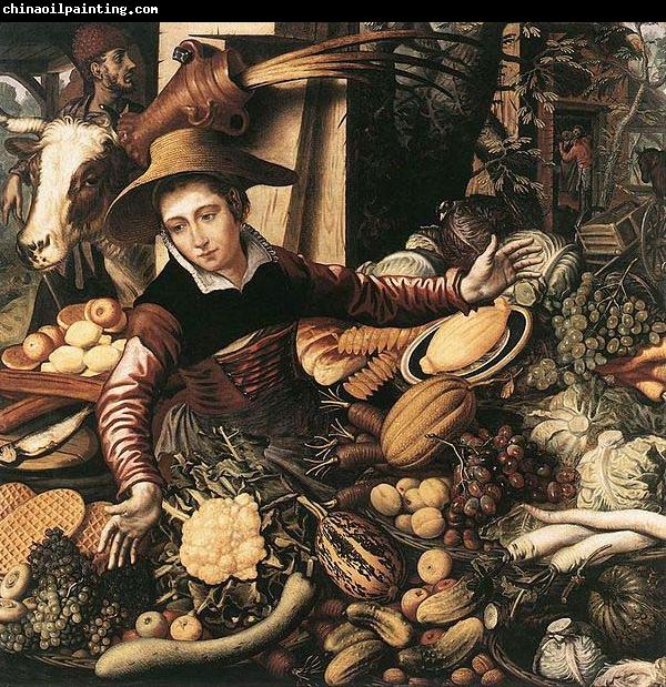 Pieter Aertsen Market Woman with Vegetable Stall