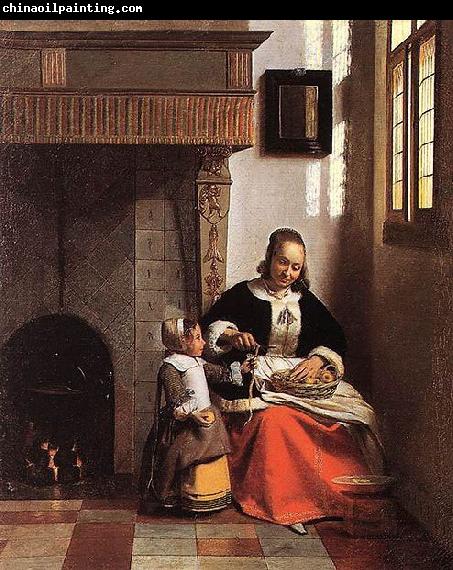 Pieter de Hooch A Woman Peeling Apples