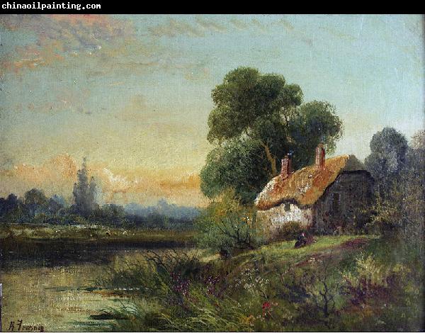 Robert Fenson View with a Cottage by a Stream