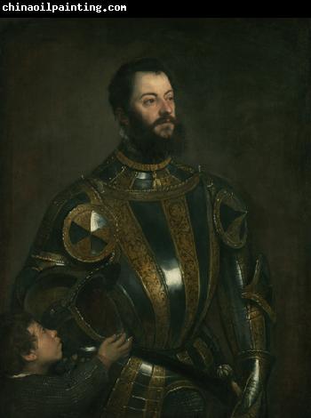 Titian Portrait of Alfonso d'Avalos (1502-1546), in Armor with a Page