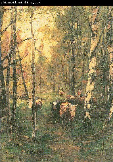 Victor Westerholm Cows in a birchwood