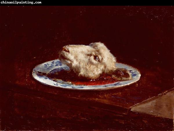 Viggo Johansen A lamb's head on a plate