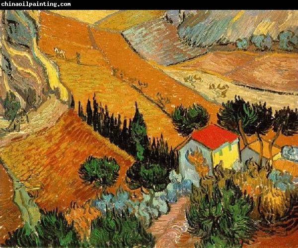 Vincent Van Gogh Valley with Ploughman Seen from Above