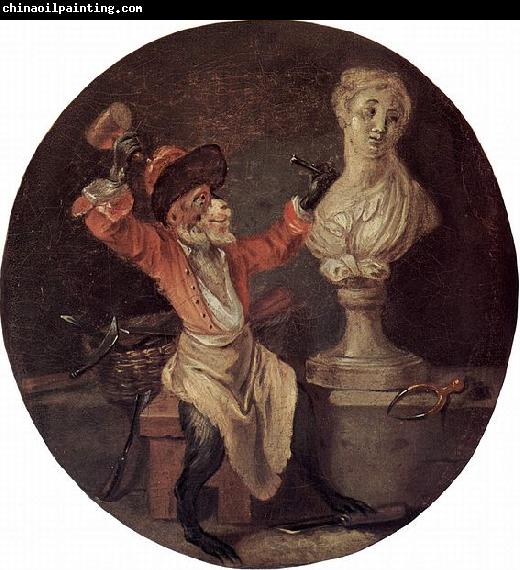 WATTEAU, Antoine Le Singe sculpteur